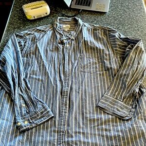 Sonoma modern fit men’s blue and white striped long-sleeve shirt-4XB